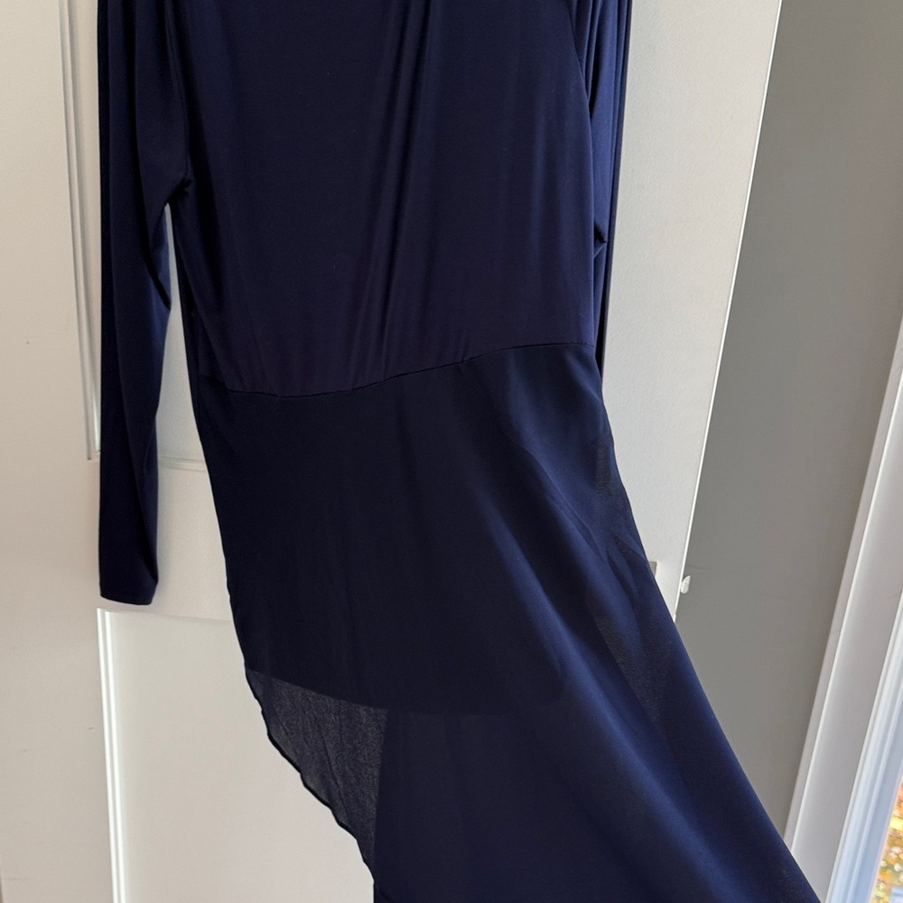 Elegant Navy Blue Asymmetrical top - Picture 4 of 5